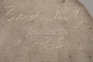 Budahelyi Tibor (1945-): Absztrakt plakett. Jelzett, 1983, 9,5x8,3 cm