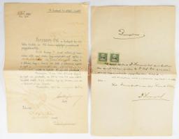 1909-1912 Dr. Orf Béla ügyvédjelölt 3 db irata, közte Fürst Mátyás (1867-1940) ügyvéd által aláírt bizonyítvány, illetve a budapesti kir. ítélőtábla által kiállított joggyakornoki kinevezés