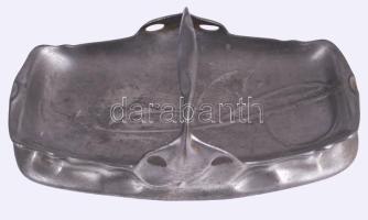 Kayserzinn szecessziós ón kínáló, jelzett, 29x17 cm