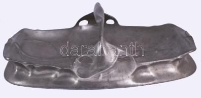 Kayserzinn szecessziós ón kínáló, jelzett, 29x17 cm