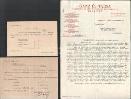 1937-1939 Bp., Ganz és Társa Villamossági, Gép-, Waggon- és Hajógyár R.T. iratok Gádor László építés...