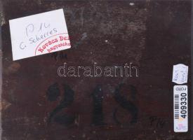 Jelzés nélkül, XIX. sz. festő (Carl Scherres?): Világítás a házikóban. Olaj, fatábla. Hátoldalán Kov...