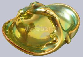 Zsolnay eozin mázas kosár kínáló. Jelzett, minimális karcokkal, 25x22 cm