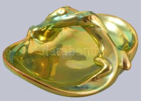 Zsolnay eozin mázas kosár kínáló. Jelzett, minimális karcokkal, 25x22 cm