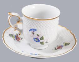 Hollóházi Hajnalka mintás mokkás / kávés készlet, extra tálcával, rózsákon kis sérüléssel, teljes, j...