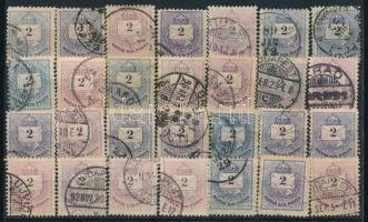 28 db Színesszámú 2kr bélyeg