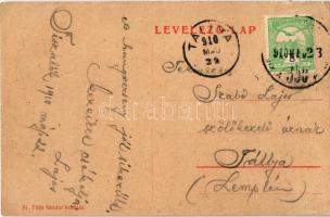 1910 Tiszalök, református templom. Tóth Sándor kiadása, W. L. (?) 91. + "350" vasúti mozgó...