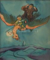 Jelzés nélkül (Gedő Lipót?): 4 db meseillusztráció. Akvarell, tus, papír. 6,5x8 és 15x11 cm közötti ...