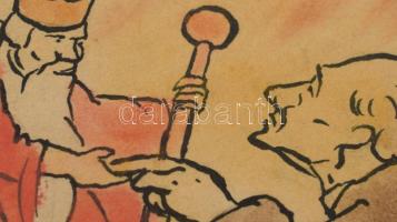 Jelzés nélkül (Gedő Lipót?): 4 db meseillusztráció. Akvarell, tus, papír. 6,5x8 és 15x11 cm közötti ...