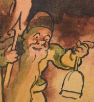 Jelzés nélkül (Gedő Lipót?): 4 db meseillusztráció. Akvarell, tus, papír. 6,5x8 és 15x11 cm közötti ...