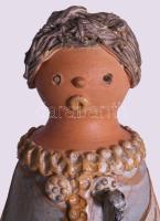Kiss Roóz Ilona (1920-2010): Mázas kerámia szobor. Kézzel festett, jelzett, hibátlan m: 37 cm