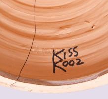 Kiss Roóz Ilona (1920-2010): Mázas kerámia szobor. Kézzel festett, jelzett, repedéssel m: 29 cm