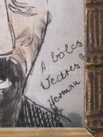 Hermann Lipót (1884-1972): A bölcs Vedres M. (Márk). Tus, akvarell, papír, jelzett. Üvegezett, sérül...