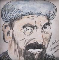 Hermann Lipót (1884-1972): A bölcs Vedres M. (Márk). Tus, akvarell, papír, jelzett. Üvegezett, sérül...