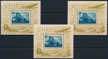 1948 Lánchíd II. 3 db blokk (105.000) (halvány gumihiba, kis törés / light gum disturbance, small fold)
