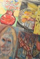 18 db rajz. Klf. technikák, papír, részben jelzett, többségében jelzés nélkül. Klf, méretekben