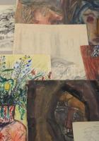 18 db rajz. Klf. technikák, papír, részben jelzett, többségében jelzés nélkül. Klf, méretekben