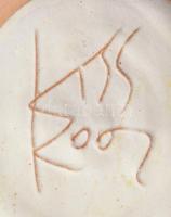 Kiss Roóz Ilona (1920-2010):Lány, babával, Mázas kerámia szobor. Kézzel festett, jelzett, hibátlan 2...