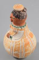 Kiss Roóz Ilona (1920-2010):Lány figura Mázas kerámia szobor. Kézzel festett, hibátlan 11 cm