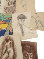 Olvashatatlan jelzéssel vagy jelzés nélkül: 30 db rajz, közte több női akt tanulmány. Klf. technikák...