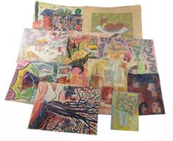 Olvashatatlan jelzéssel vagy jelzés nélkül: 30 db rajz, közte több női akt tanulmány. Klf. technikák...