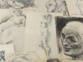 Olvashatatlan jelzéssel vagy jelzés nélkül: 30 db rajz, közte több női akt tanulmány. Klf. technikák...