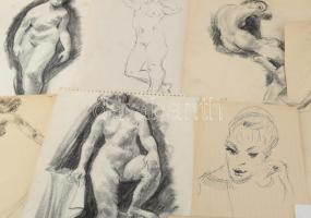 Olvashatatlan jelzéssel vagy jelzés nélkül: 30 db rajz, közte több női akt tanulmány. Klf. technikák...