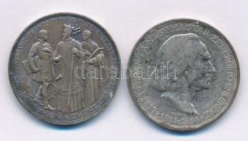 1935. 2P Ag "Pázmány" + 1936. 2P Ag "Liszt Ferenc" T:AU,XF patina
Hungary 1935....