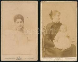 cca 1890 Női portrék, 2 db keményhátú fotó Fekete Sándor nagyváradi műterméből, kisebb hibákkal, 10,...