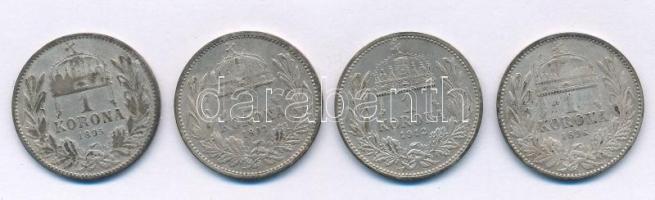 1893KB 1K Ag "Ferenc József" + 1895KB 1K Ag "Ferenc József" + 1896KB 1K Ag "Ferenc József" + 1912KB 1K Ag "Ferenc József" T:XF,VF patina Adamo K5, K5.1