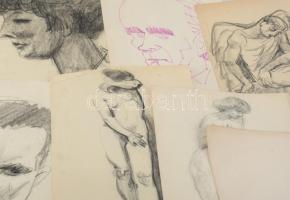 Olvashatatlan jelzéssel vagy jelzés nélkül: 30 db rajz, közte néhány neves személyiség arcképe (Kaff...