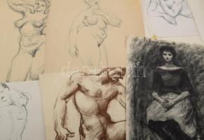 Olvashatatlan jelzéssel vagy jelzés nélkül: 30 db rajz, közte néhány neves személyiség arcképe (Kaff...