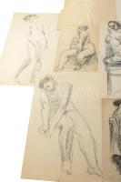 Olvashatatlan jelzéssel vagy jelzés nélkül: 30 db rajz, közte néhány neves személyiség arcképe (Kaff...