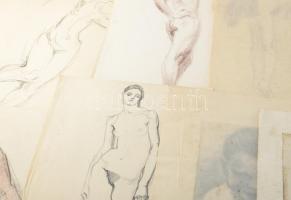 Radnai Panni (1904-): 16 db tanulmányrajz, közte több női akt. Klf. technikák, papír, mindegyik jelz...