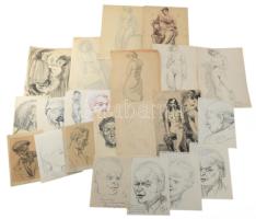 Radnai Panni (1904-): 21 db tanulmányrajz, közte híres személyiségek (Kodály Zoltán, Maurice Vagh-Weinmann) arcképei és több női akt. Klf. technikák, papír, többségében jelzett. Részben kissé foltos. Különféle méretekben.