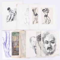 Radnai Panni (1904-): 22 db tanulmányrajz, közte híres személyiségek (Babits Mihály, Szigethy István, Mészöly Dezső) arcképei, több női akt és néhány állat (kutya, tacskók, borjú) rajz. Klf. technikák, papír, többségében jelzett. Részben kissé foltos. Különféle méretekben.