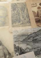 Radnai Panni (1904-): 18 db tanulmányrajz, közte híres személyiségek (Mesterházi Lajos) arcképei, tö...