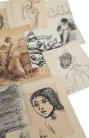 Radnai Panni (1904-): 18 db tanulmányrajz, közte híres személyiségek (Mesterházi Lajos) arcképei, tö...