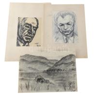 Radnai Panni (1904-): 18 db tanulmányrajz, közte híres személyiségek (Mesterházi Lajos) arcképei, tö...
