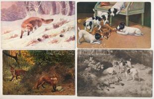 VADÁSZAT - 18 db RÉGI művészlap / HUNTING - 18 pre-1945 art postcards