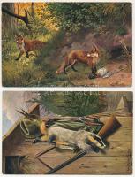 VADÁSZAT - 18 db RÉGI művészlap / HUNTING - 18 pre-1945 art postcards