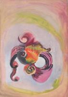 Jelzés nélkül: Kompozíció. Tempera, karton. Hátoldalán Gróf Almásy-Teleki Éva Művészi Intézete raglapján nehezen olvasható művész névvel (Rozsda Endre?). 22x31 cm