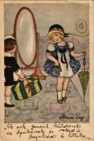 Children art postcard. B.K.W.I. 238-1. s: Anna Eng (EK)