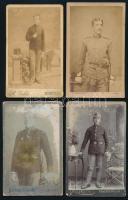cca 1880-1900 4 db katonaportré, keményhátú fotó sérülésekkel, 10,5×6,5 cm