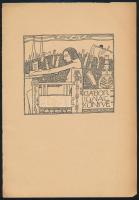 Kozma Lajos (1884-1948): Gábor Ignác könyve (szecessziós ex libris). Klisé, papír, jelzett a klisén,...