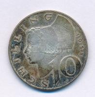 Ausztria 1958. 10Sch Ag T:XF patina Austria 1958. 10 Schilling Ag C:XF patina Krause KM#2882
