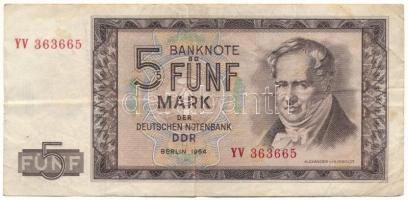Német Demokratikus Köztársaság 1964. 5M "YV 363665" T:F German Democratic Republic 1964. 5 Mark "YV 363665" C:F Krause 22.