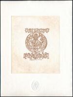Kass János (1927-2010): Ex libris Kovrig Nagy Ádám, rézkarc, papír, jelzett a karcon, 12x10 cm.