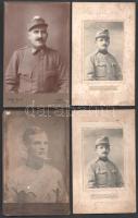 cca 1915 Kabinetfotók katonákról, 4 db, kisebb hibákkal, 16,5×10,5 cm