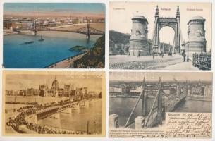 Budapest - 6 db RÉGI város képeslap: hidak, közte 1 modern